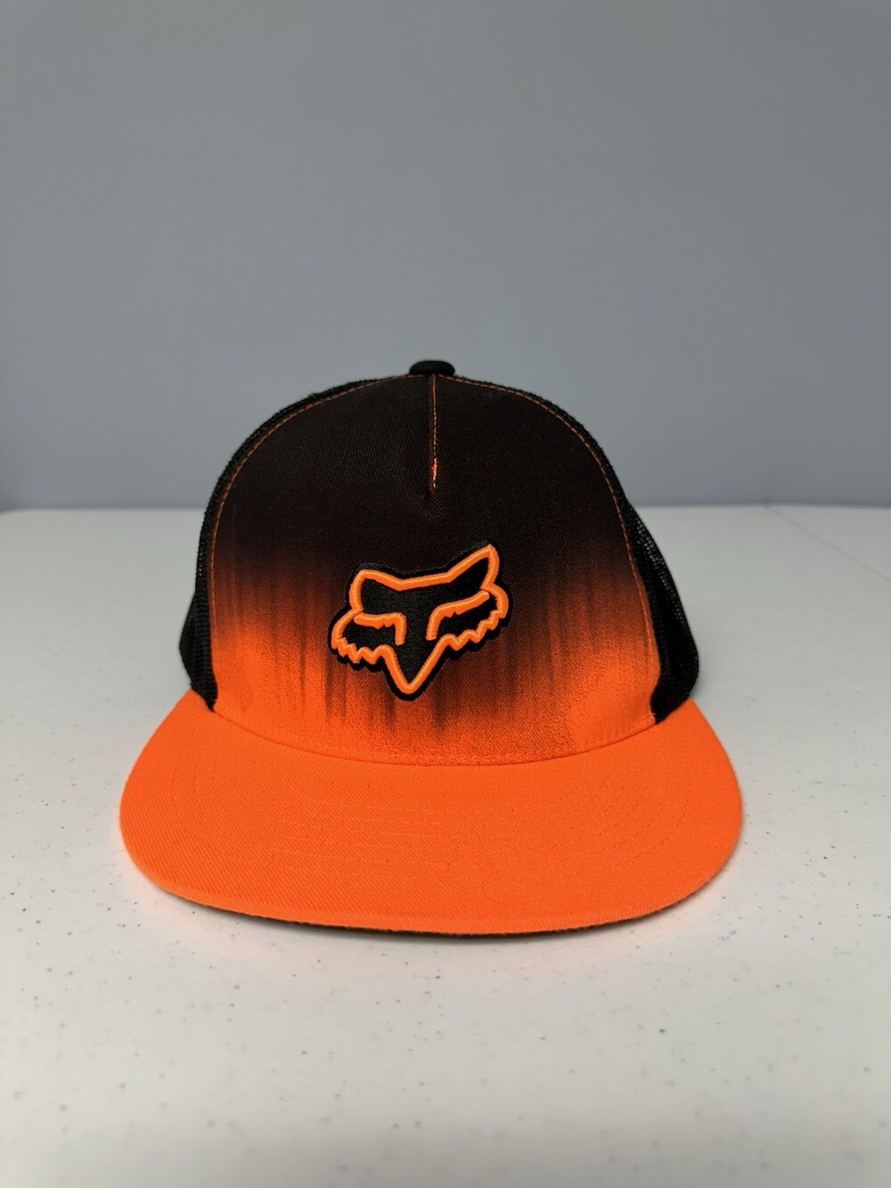 Fox Racing Orange and Black SnapBack Mesh Trucker Hat, Ombré, Motocross, MTB, MX